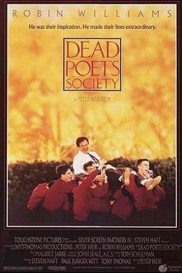 Dead Poets Society movie poster with Robin Williams and various school boys